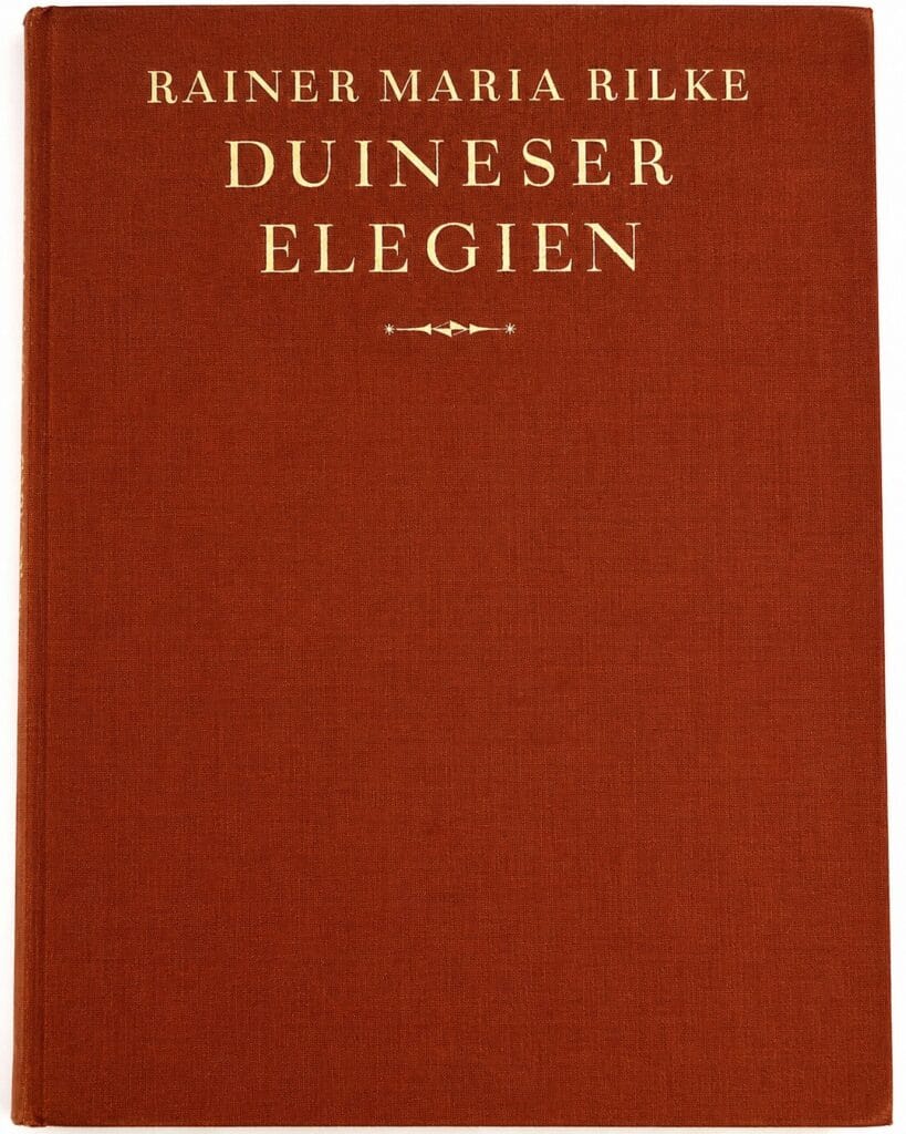 Cover of a German edition of Rainer Maria Rilke's Duineser Elegien, the ten-elegy cycle begun at Duino Castle in 1912 and completed at Château de Muzot in 1922.
